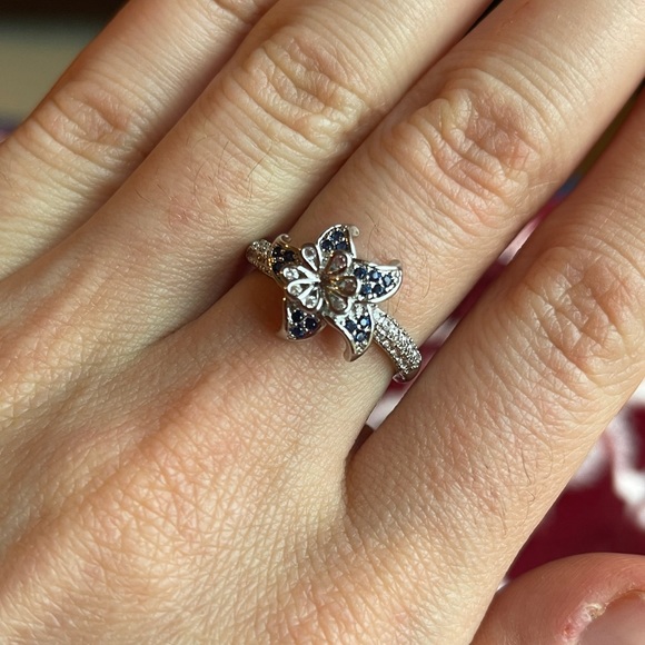 925 Silver Rings White & Blue Sapphire Rings - Picture 7 of 7